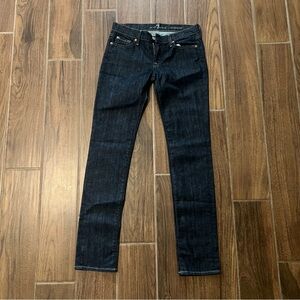 7 For All Mankind Roxanne Low Rise Slim Fit Full Length Dark Wash Jeans Size 28
